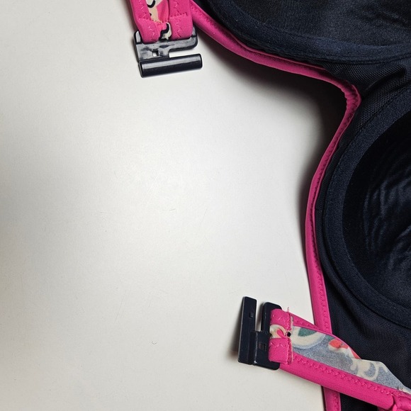 Boden Alacati Twist Front Underwire Floral Bikini Top 34C Navy Pink‎ - Picture 6 of 7